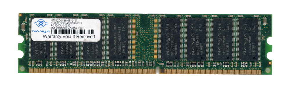 NANYA 512 Mo DDR PC3200U 400 MHz NT512D64S8HB1G-5T Non-ECC