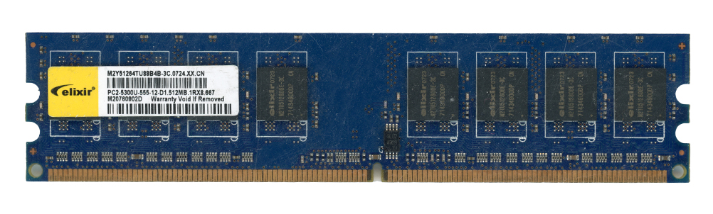 Elixir 512 Mo DDR2 PC2-5300U 667 MHz M2Y51264TU88B4B-3C Non-ECC