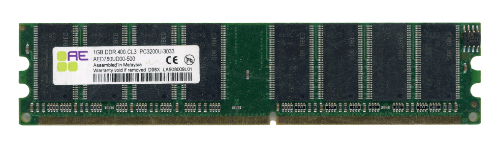 AENEON 1GB DDR PC3200U 400MHz AED760UD00-500D98X Non-ECC
