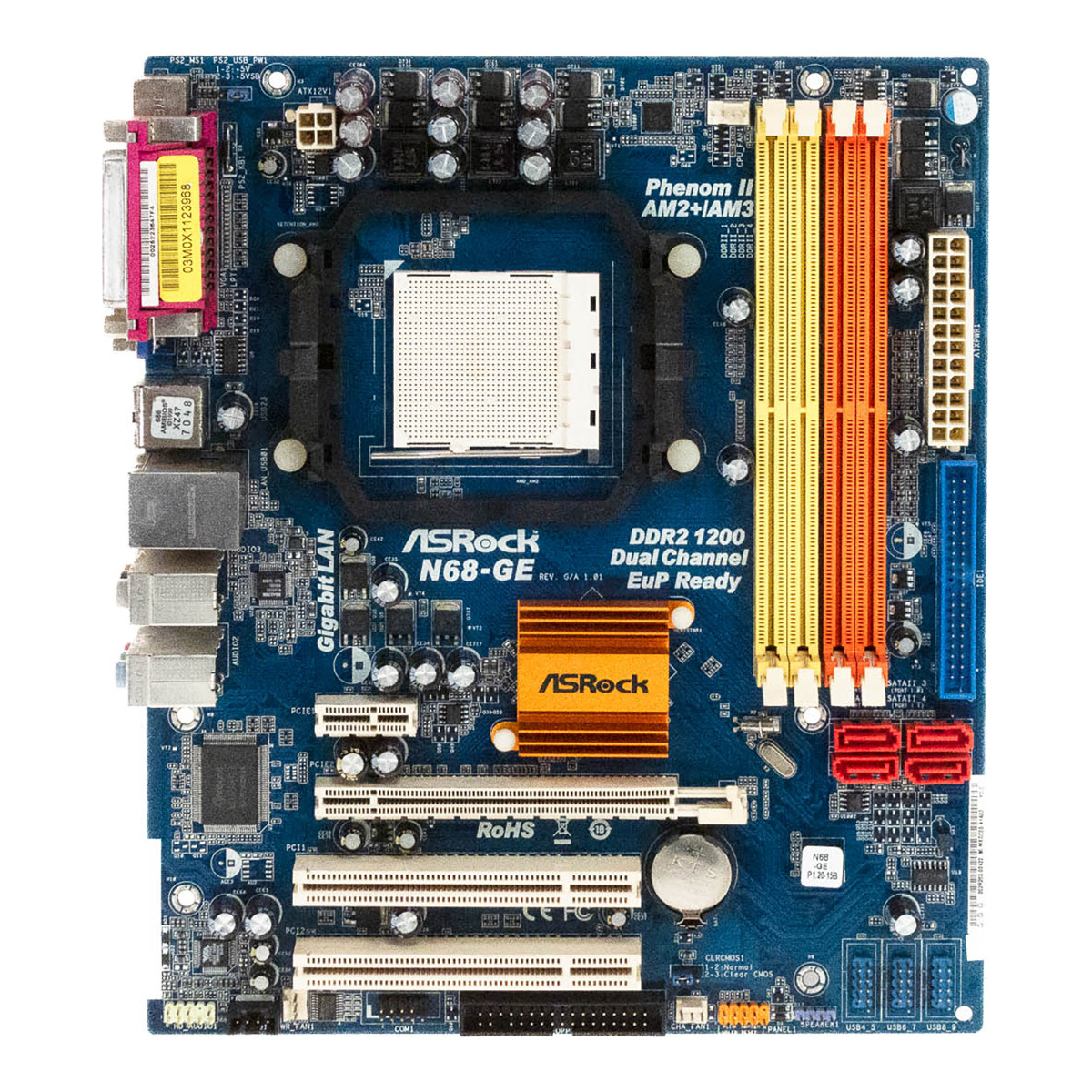 ASROCK N68-GE SOCKET AM3 DDR2 PCIe PCI SATA IDE FDD mATX