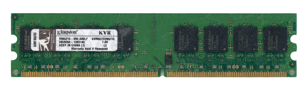 KINGSTON 1GB DDR2 PC2-5300 667MHz KVR667D2N5/1G 9905316-092.A00LF Non-ECC