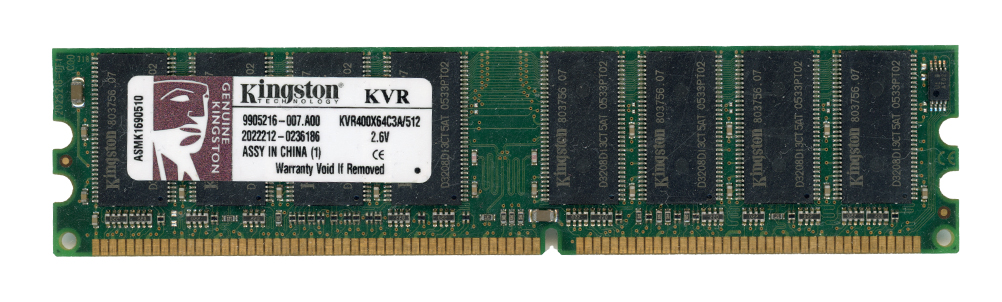 KINGSTON 512 Mo DDR PC3200 400 MHz KVR400X64C3A/512 9905216-007.A00 Non-ECC