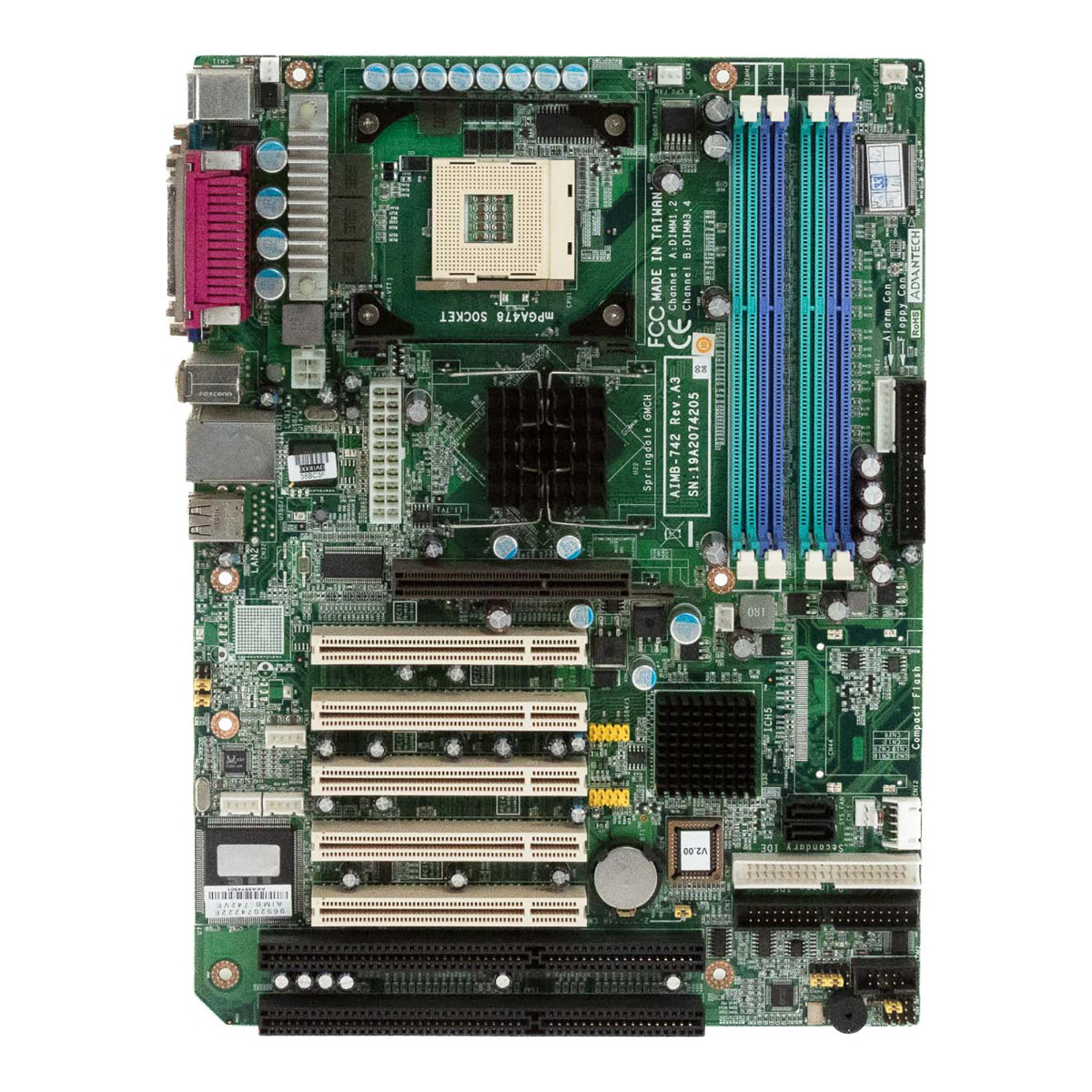 ADVANTECH AIMB-742 Rev.A3 SOCKET 478 DDR AGP PCI ISA SATA IDE FDD ATX