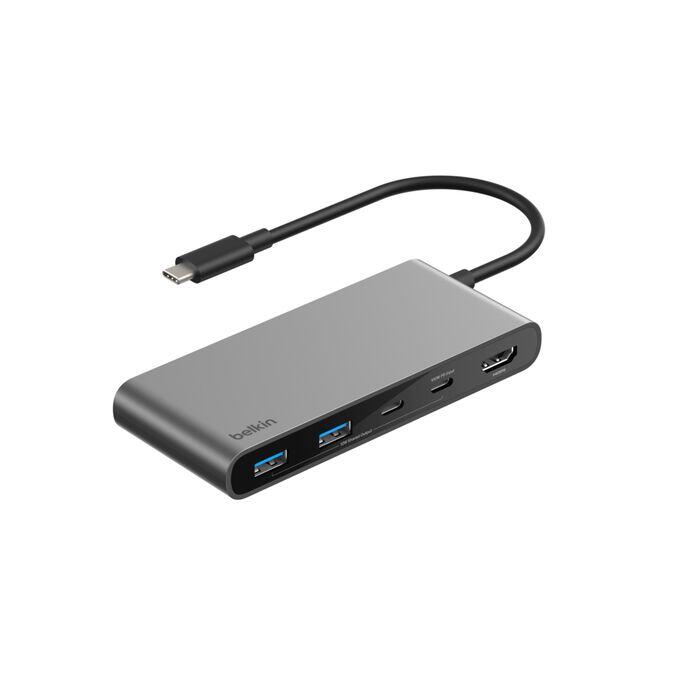 Belkin Hub USB-C 7 ports avec deux ports USB-C gris espace