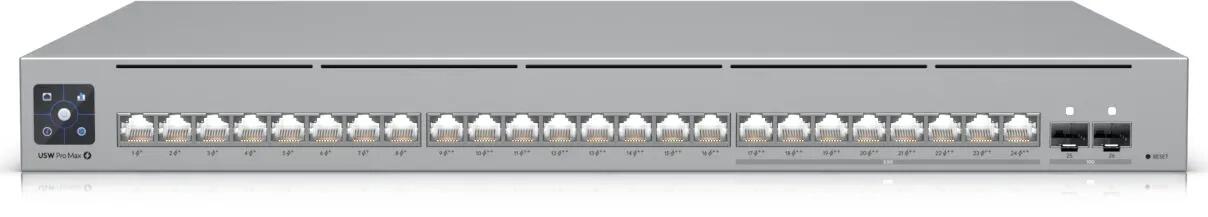 Switch Ubiquiti UniFi USW Pro Max 24 ports Layer 3, Etherlighting avec PoE++/PoE+, 8x 2,5 GbE RJ45, 2x 10G SFP+