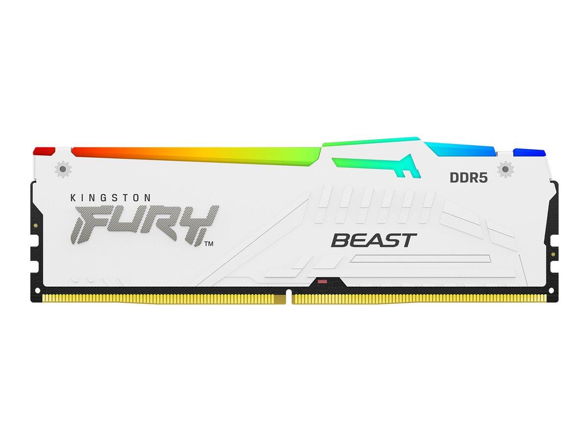 Kit Kingston FURY™ Beast DDR5 32 Go 5600 MT/s CL36 DIMM (kit 2x16 Go) blanc RGB EXPO 2800 MHz / PC5-44800 - 1,25 V - non tamponné - on-die ECC