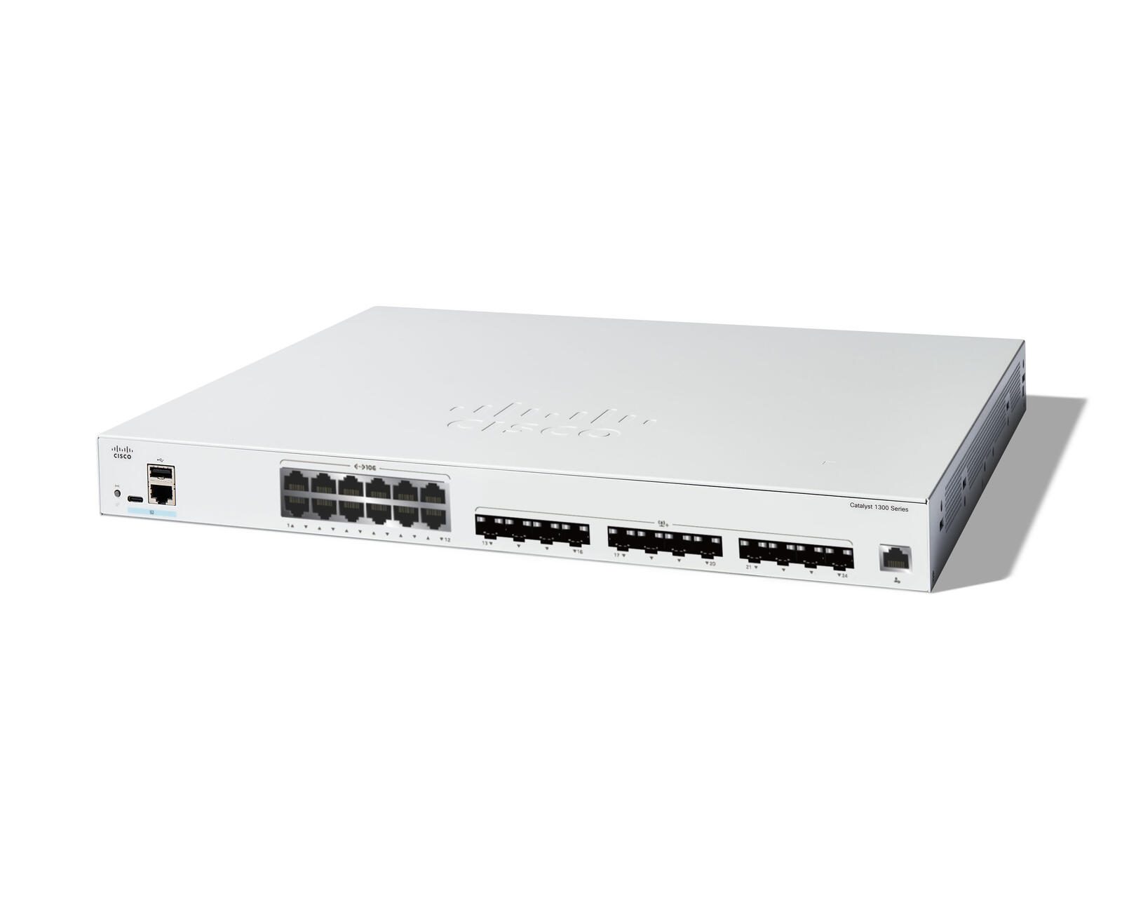 Commutateur Cisco Catalyst 1300-24XTS managed 12 ports 10G cuivre, 12x 10GE-SFP+ (C1300-24XTS) - Protection de durée de vie limitée