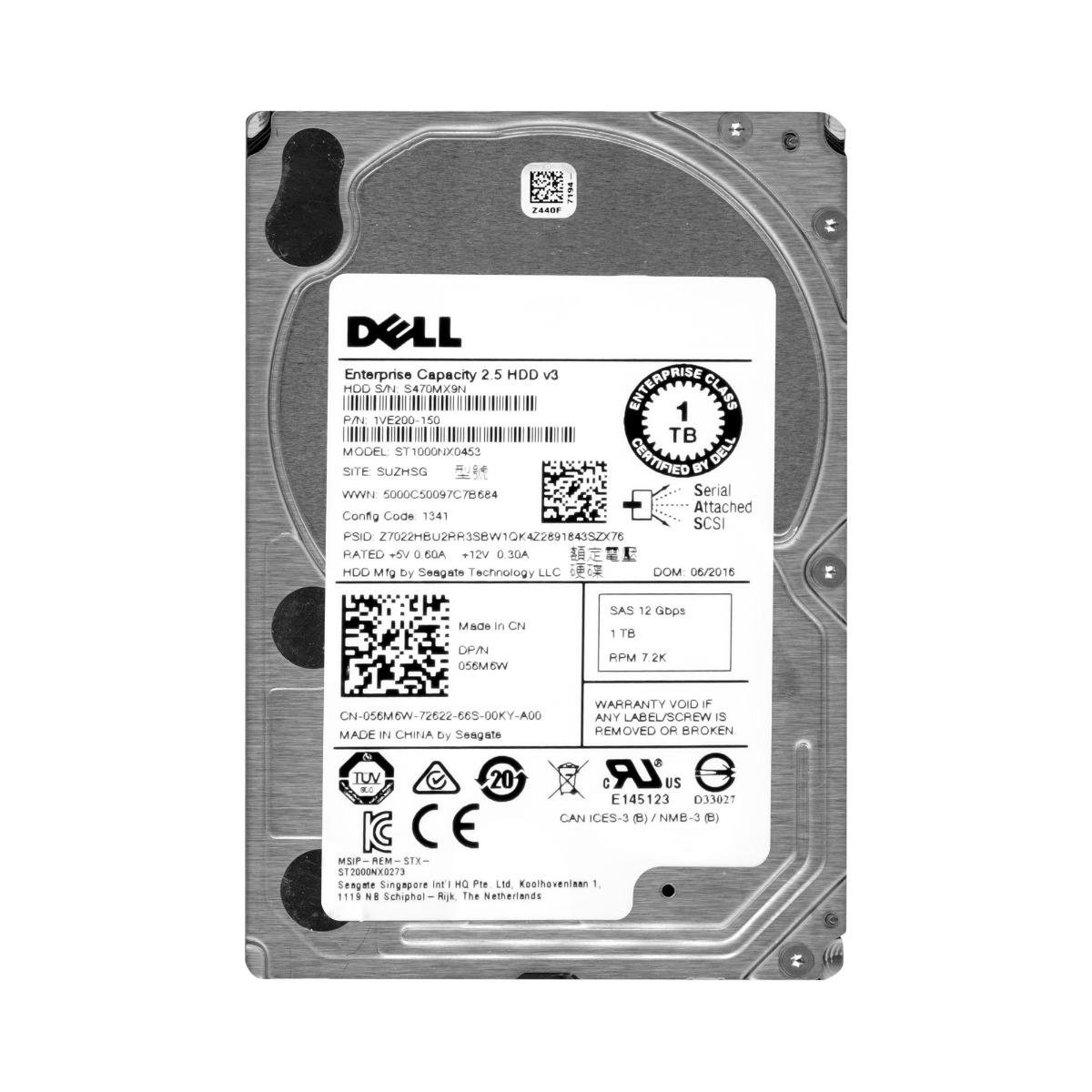 DELL 056M6W 1 To 7 200 tr/min 128 Mo SAS-3 2,5'' ST1000NX0453