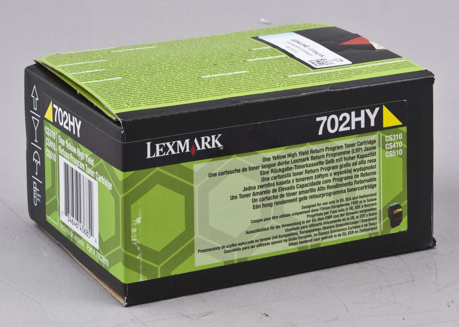 Cartouche de toner Lexmark Original 702HY jaune (70C2HY0) pour CS310n/dn, CS410n/dn/dtn, CS510de/dte