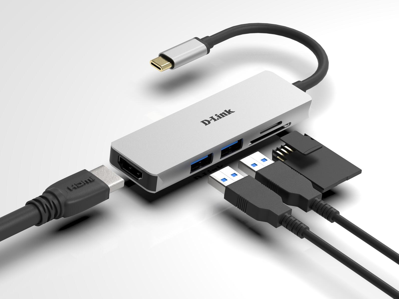 Hub USB-C 5-en-1 D-Link avec HDMI, lecteur de cartes et station d'accueil Thunderbolt 3 DUB-M530