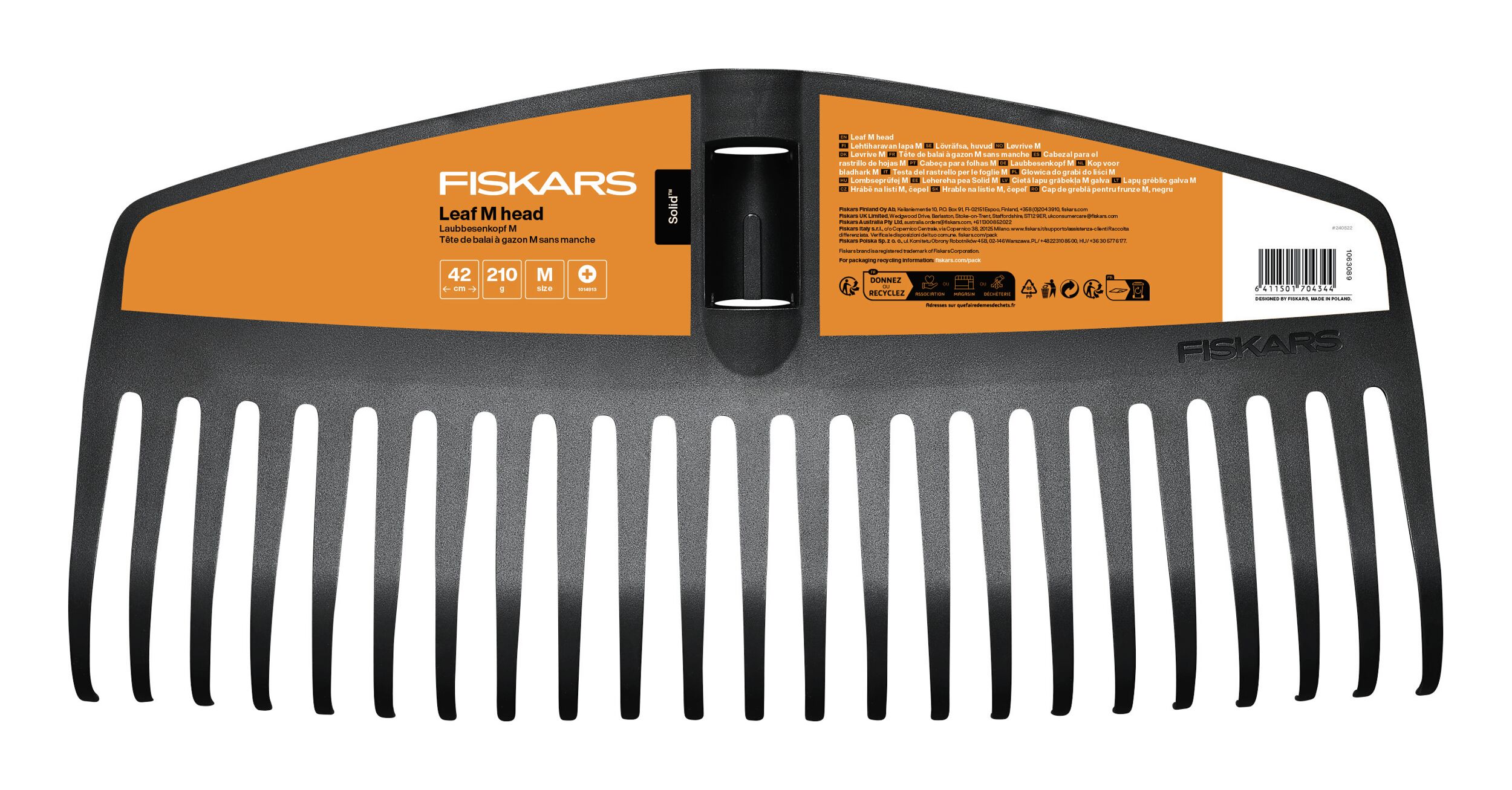 Fiskars Solid M M Balai à feuilles large, 41,5 cm 1063089
