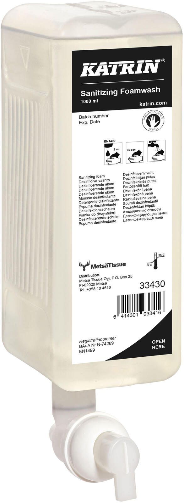 KATRIN® Sanitizing Foamwash Savon moussant désinfectant 1,0 l