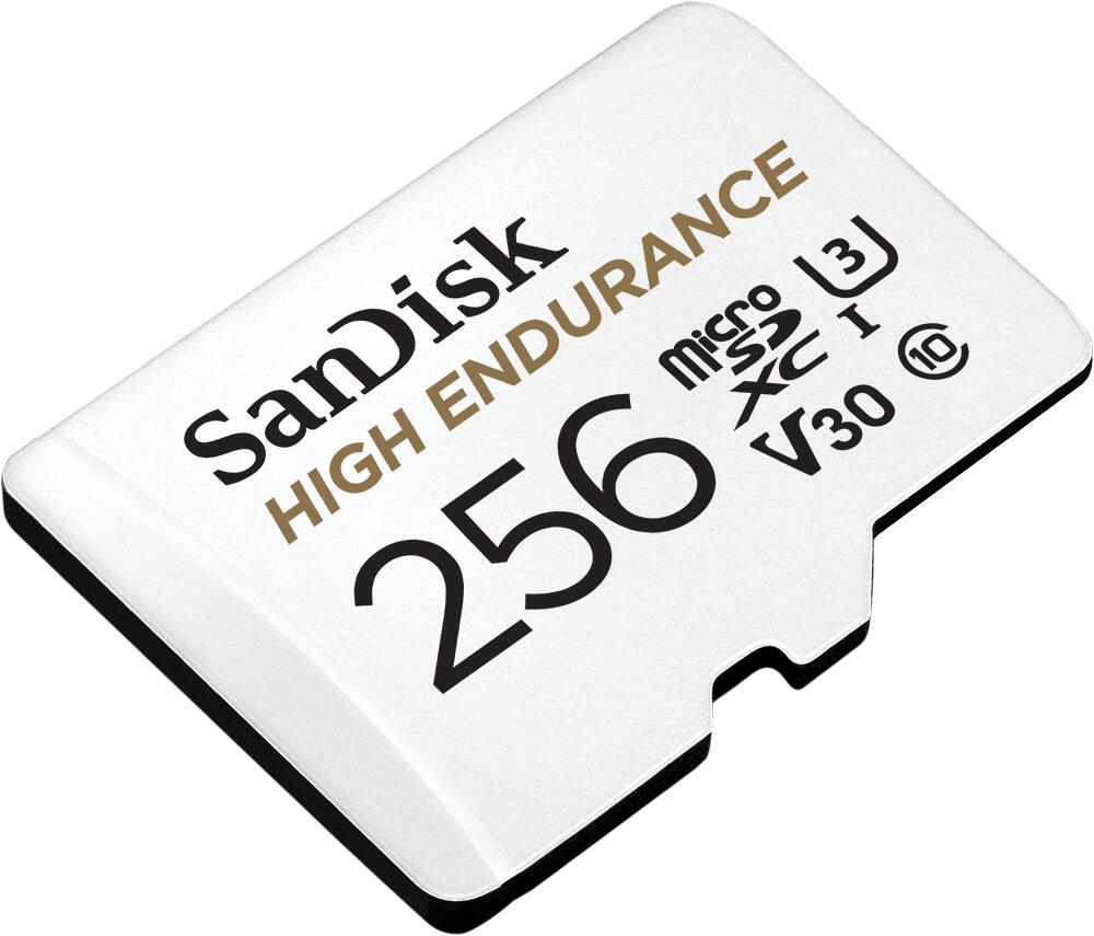 Carte microSDXC SanDisk High Endurance 256 Go + adaptateur SD UHS-I U3, Class 10, V30