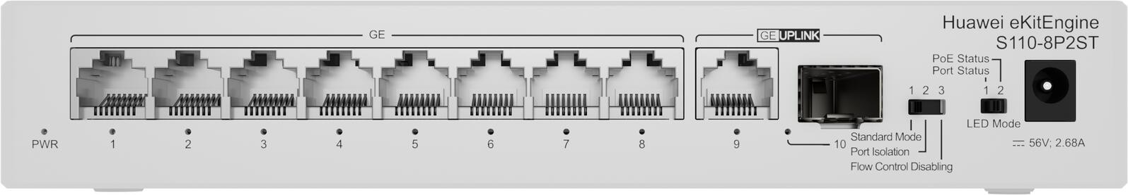 Huawei eKit Switch S110-8P2ST 8x 1GbE RJ45 + 1x 1GbE SFP non géré L2 98012269
