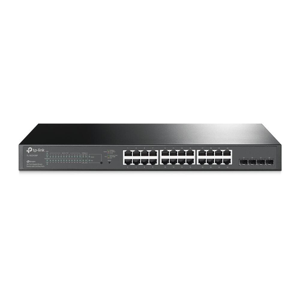 Commutateur intelligent TP-Link TL-SG2428P JetStream 28 ports Gigabit avec 4 emplacements SFP, noir