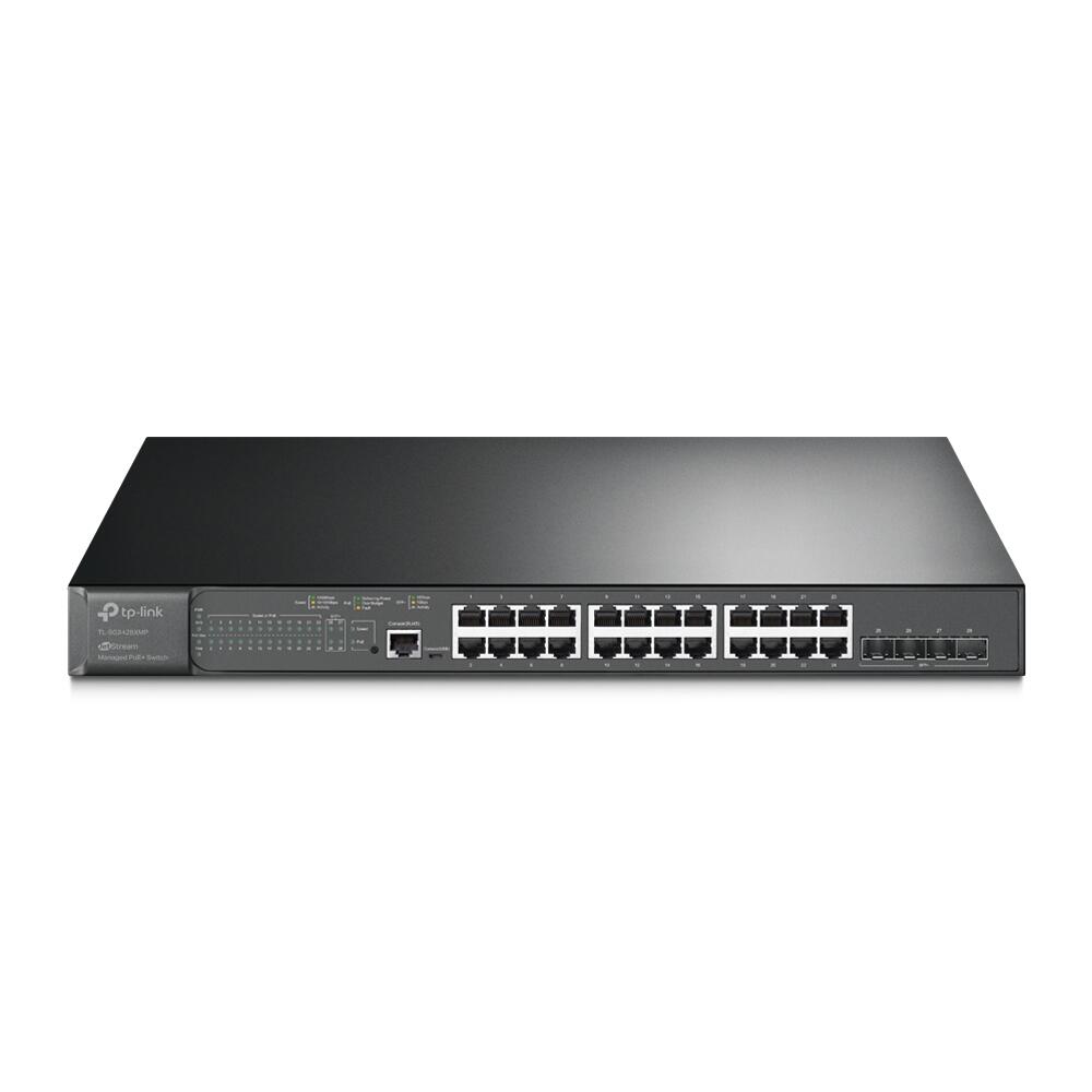 TP-Link Omada Commutateur géré L2+ Gigabit 24 ports avec 4 ports SFP+ 10GE et 24 ports PoE+ (SG3428XMP)