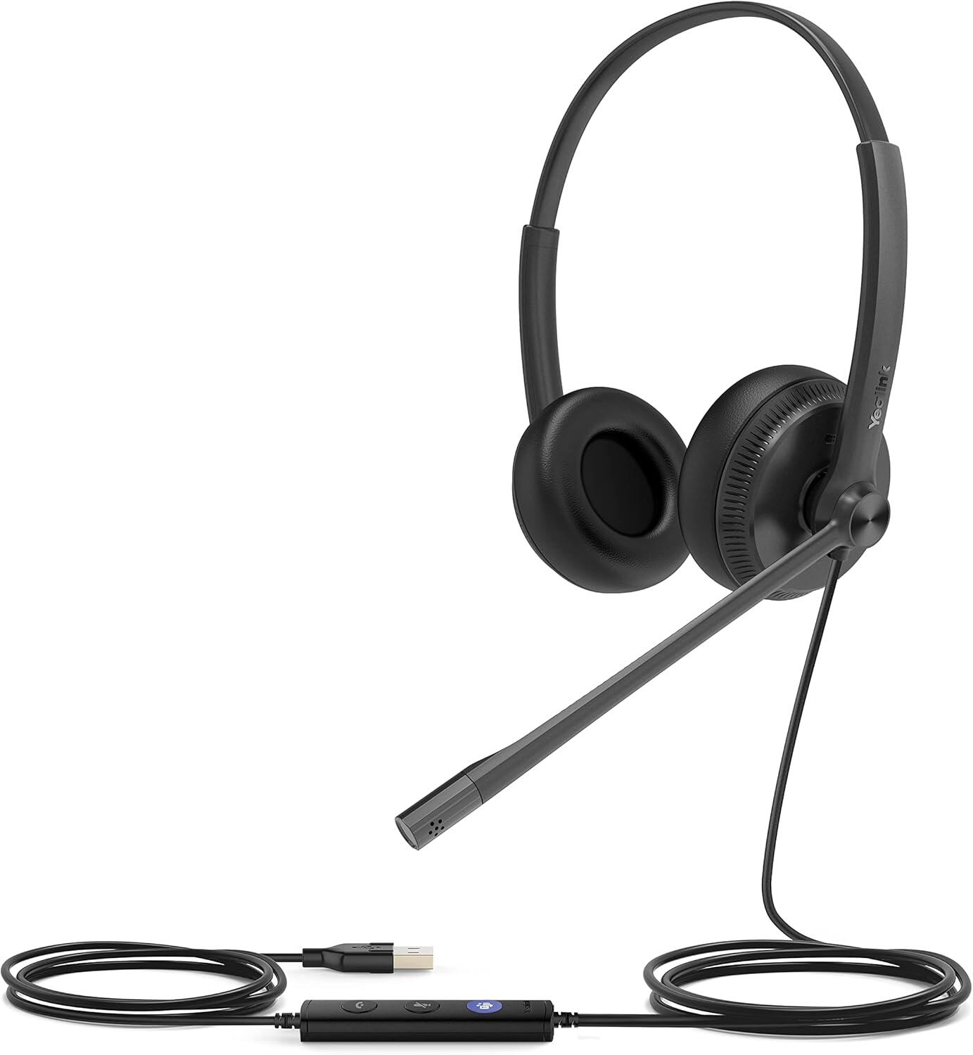 Casque Yealink UH34 Dual Teams - Casque USB filaire avec bandeau, USB Type-A, Noir