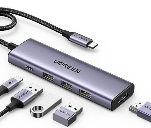 UGREEN CM511 Hub USB-C 5-en-1 HDMI 4K, 3x USB-A 3.0, USB-C PD 100W