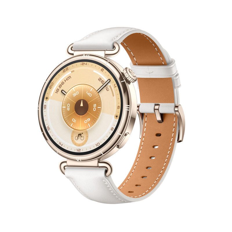 Montre connectée Huawei WATCH GT 6 41 mm (Konsu-B19L) - Acier inoxydable - Bracelet blanc en cuir composite (120-180 mm)