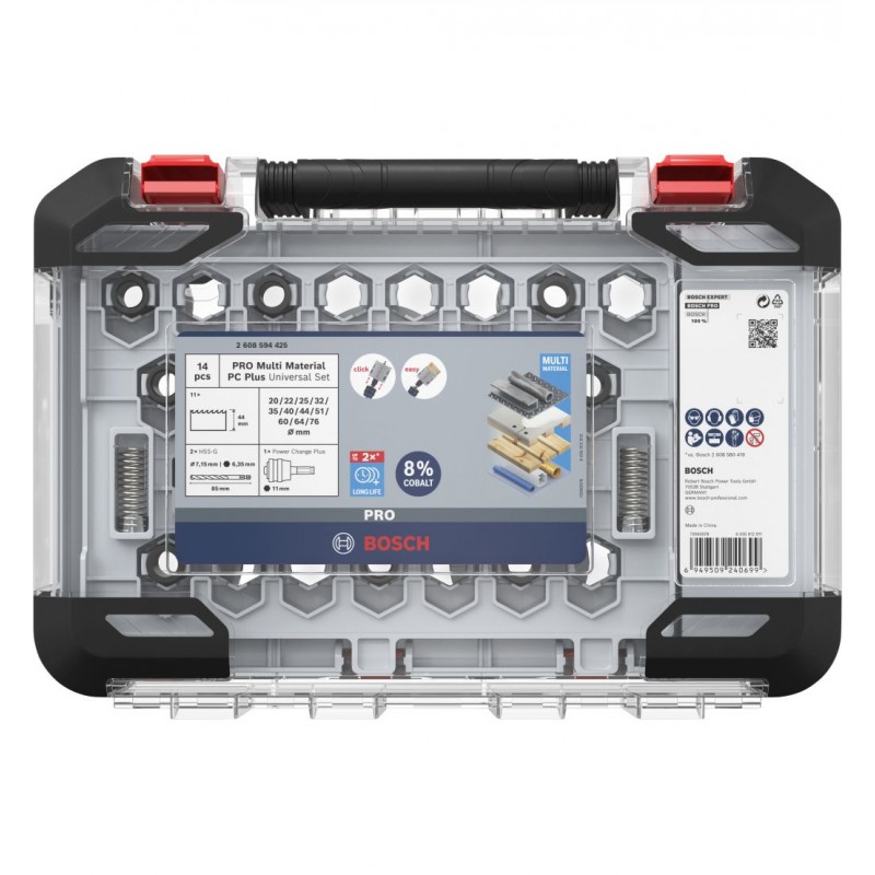Set de scies cloche BOSCH PRO Multi Material PC Plus, 20, 64, 76 mm, 14 pièces 2608594425