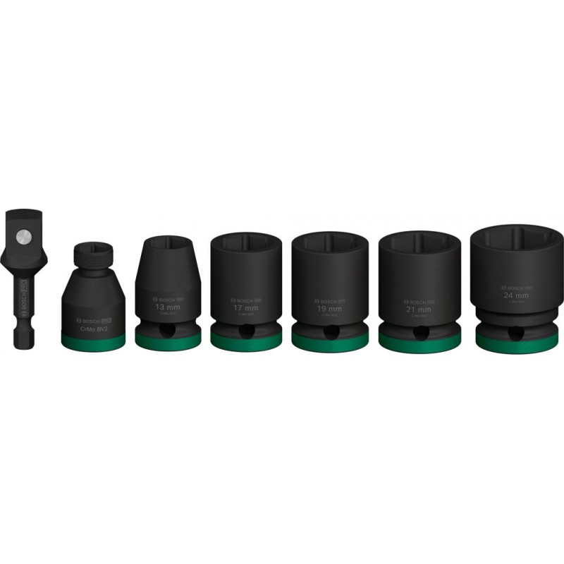 BOSCH PRO jeu de douilles à choc avec adaptateur, 1/2 pouce, standard, 7 pièces 2608003032