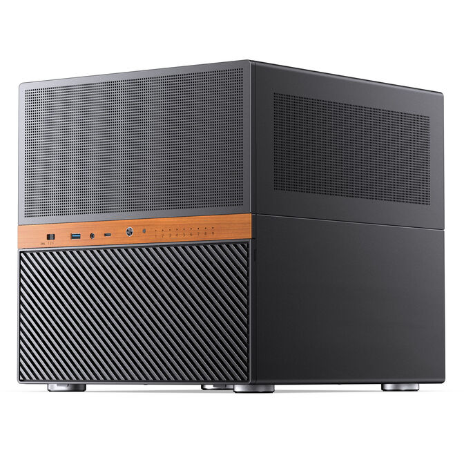 Boîtier Jonsbo N6 NAS, boîtier cube, mATX, acier/grille - noir