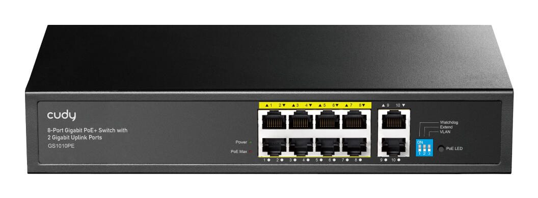 Switch PoE+ Cudy GSwitch 8P GS1010PE 8 ports GbE avec 2 uplink GbE
