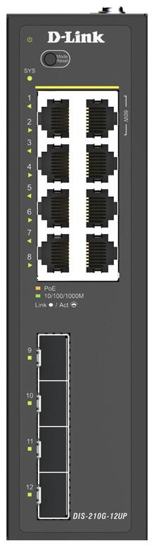 D-Link DIS-210G-12UP, commutateur industriel intelligent géré 12 ports Gigabit PoE++