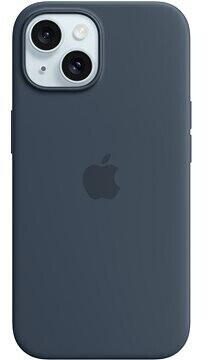 Coque en silicone avec MagSafe pour Apple iPhone 15, bleu tempête