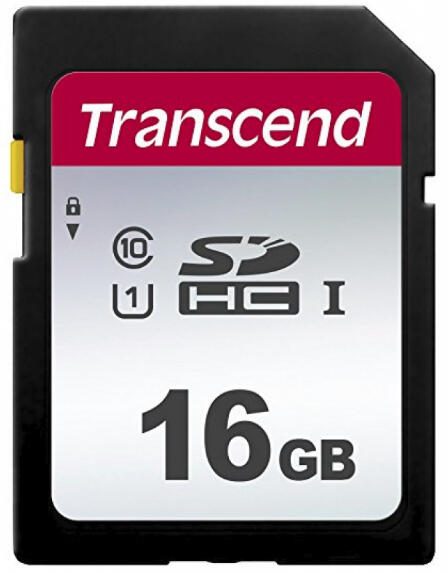 Transcend Carte mémoire 300S 16 Go Carte SDHC, NAND, Class 1 (U1), Noir