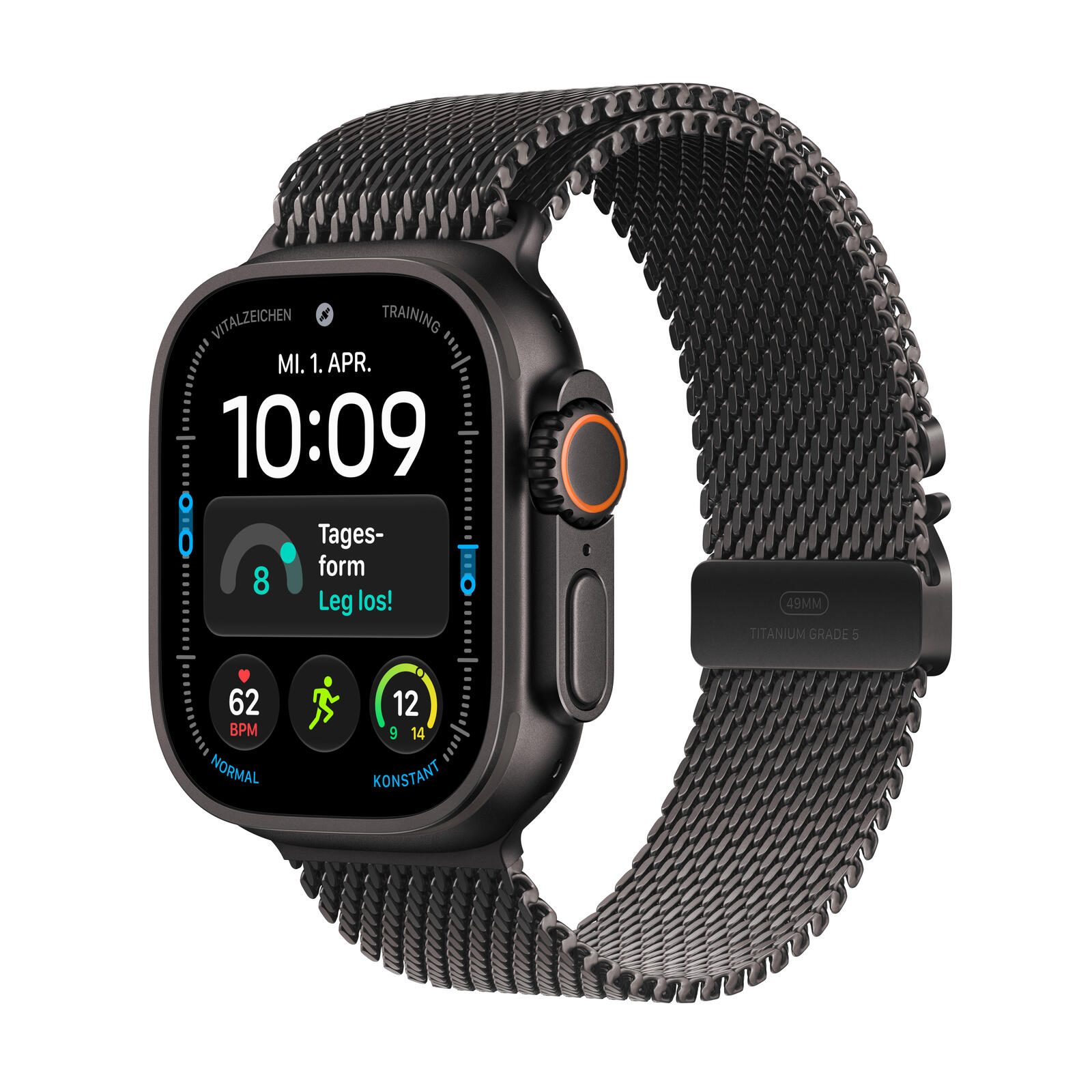 Apple Watch Ultra 4 Titane Noir (GPS + Cellular) 49 mm Bracelet Milanais Titane Noir L