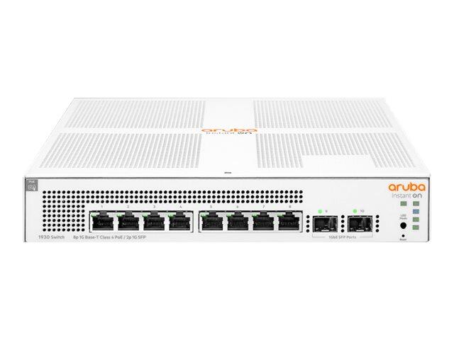 Switch HP Networking Instant On 1930 8G 2SFP 124W PoE Managed 8 ports Gigabit 2x SFP Gigabit 1U rack sans ventilateur JL681A