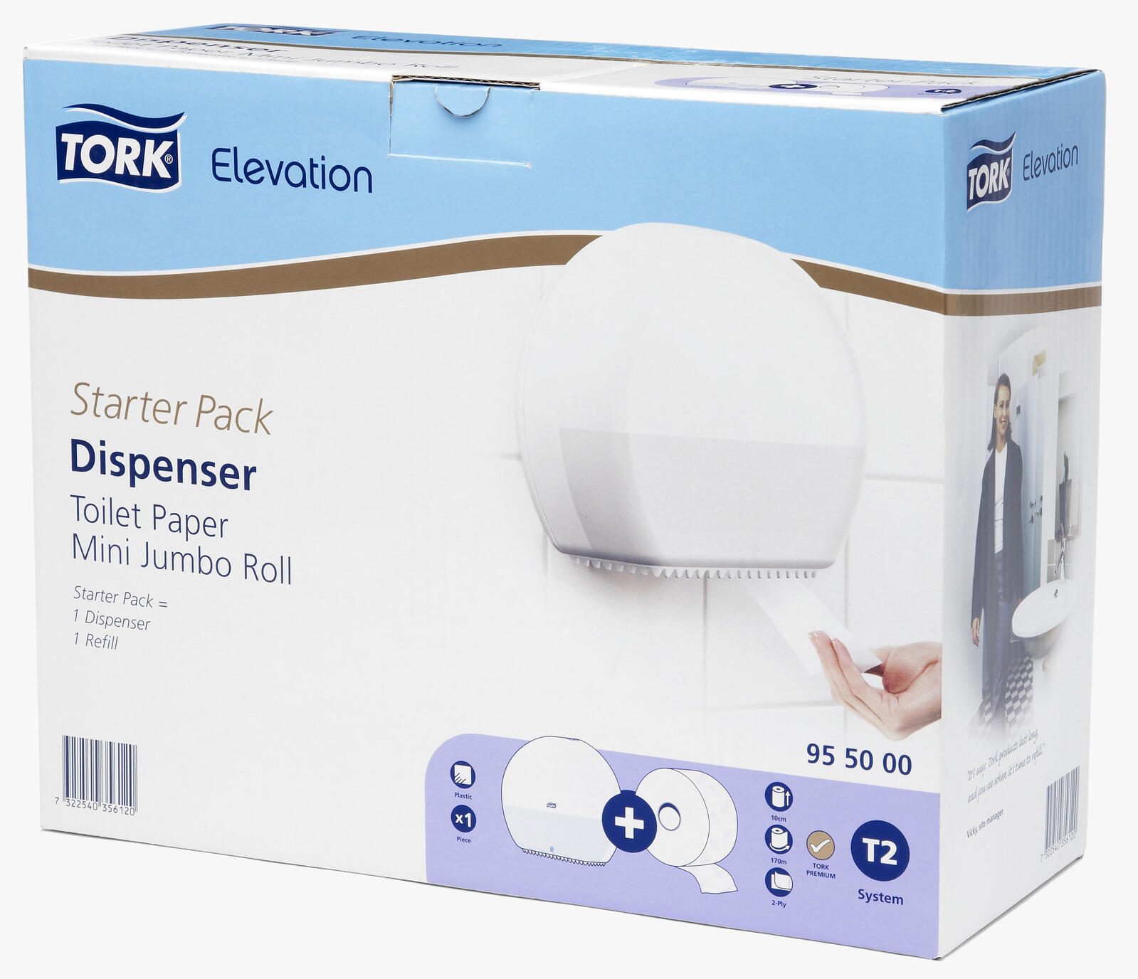 Distributeur de papier toilette TORK Elevation T2 Mini (1 rouleau blanc)