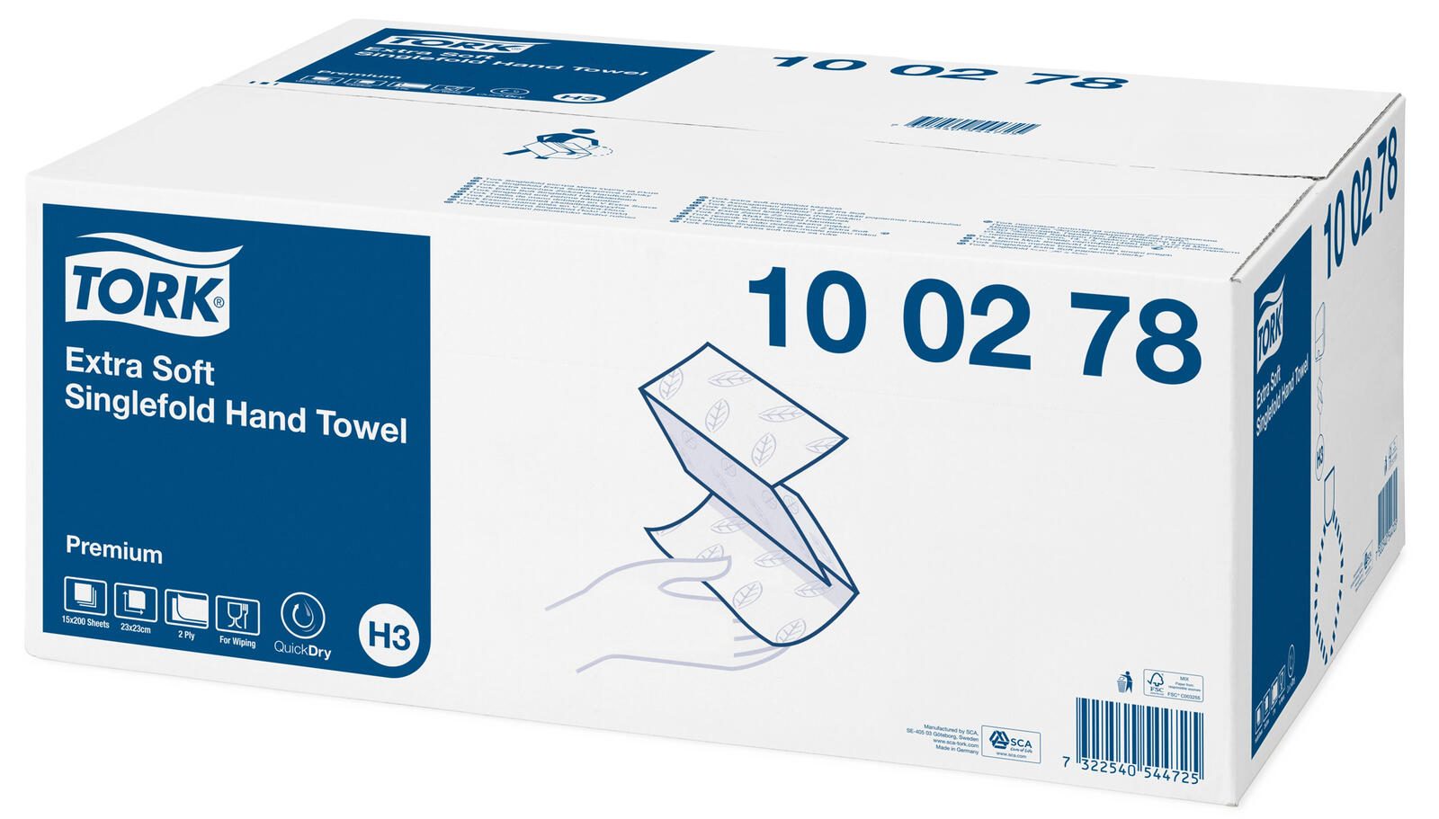 TORK Essuie-mains Premium 2 couches 1 carton = 3 000 feuilles