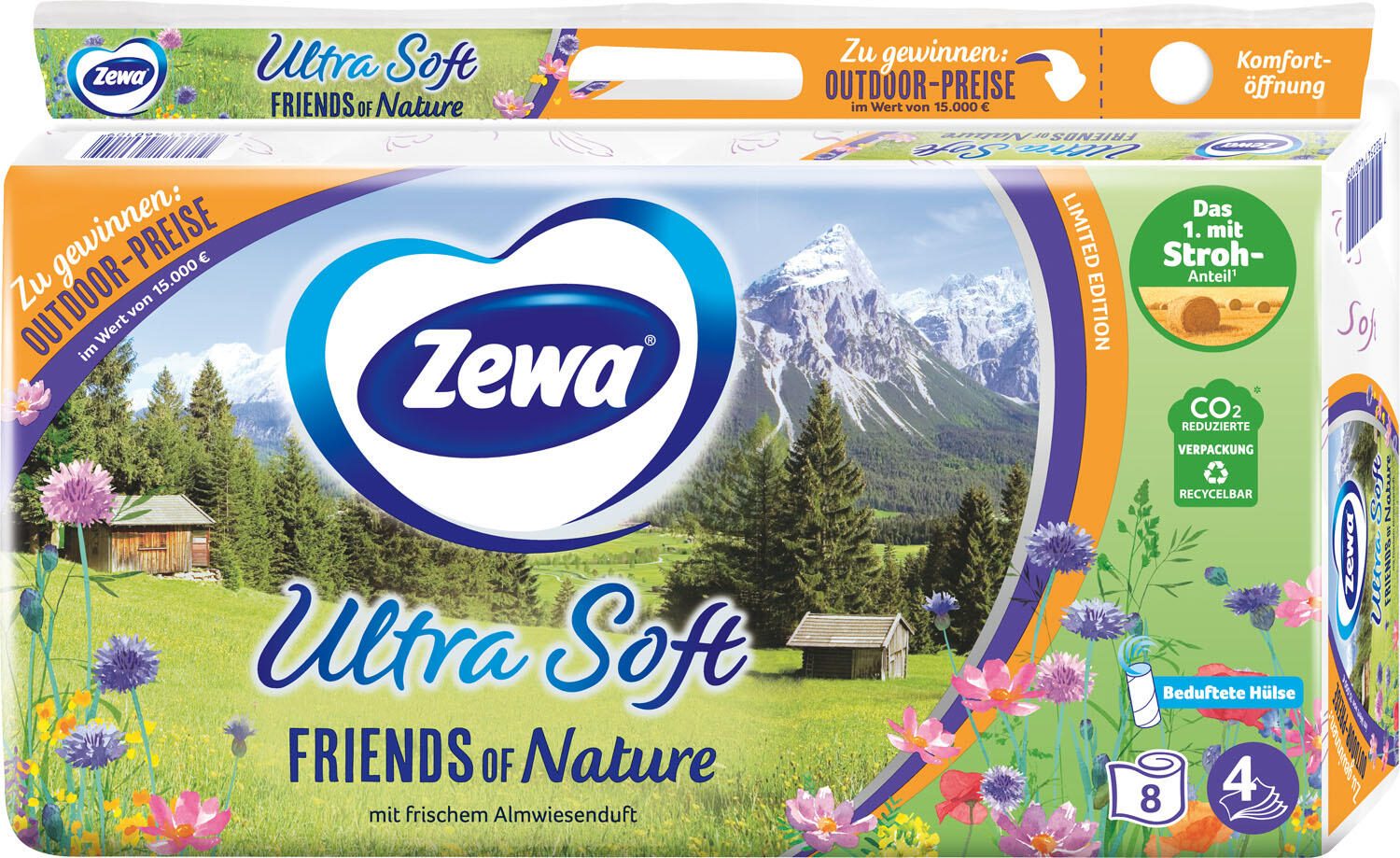 Papier toilette Zewa hiver-frais 4 couches 1 paquet = 8 rouleaux