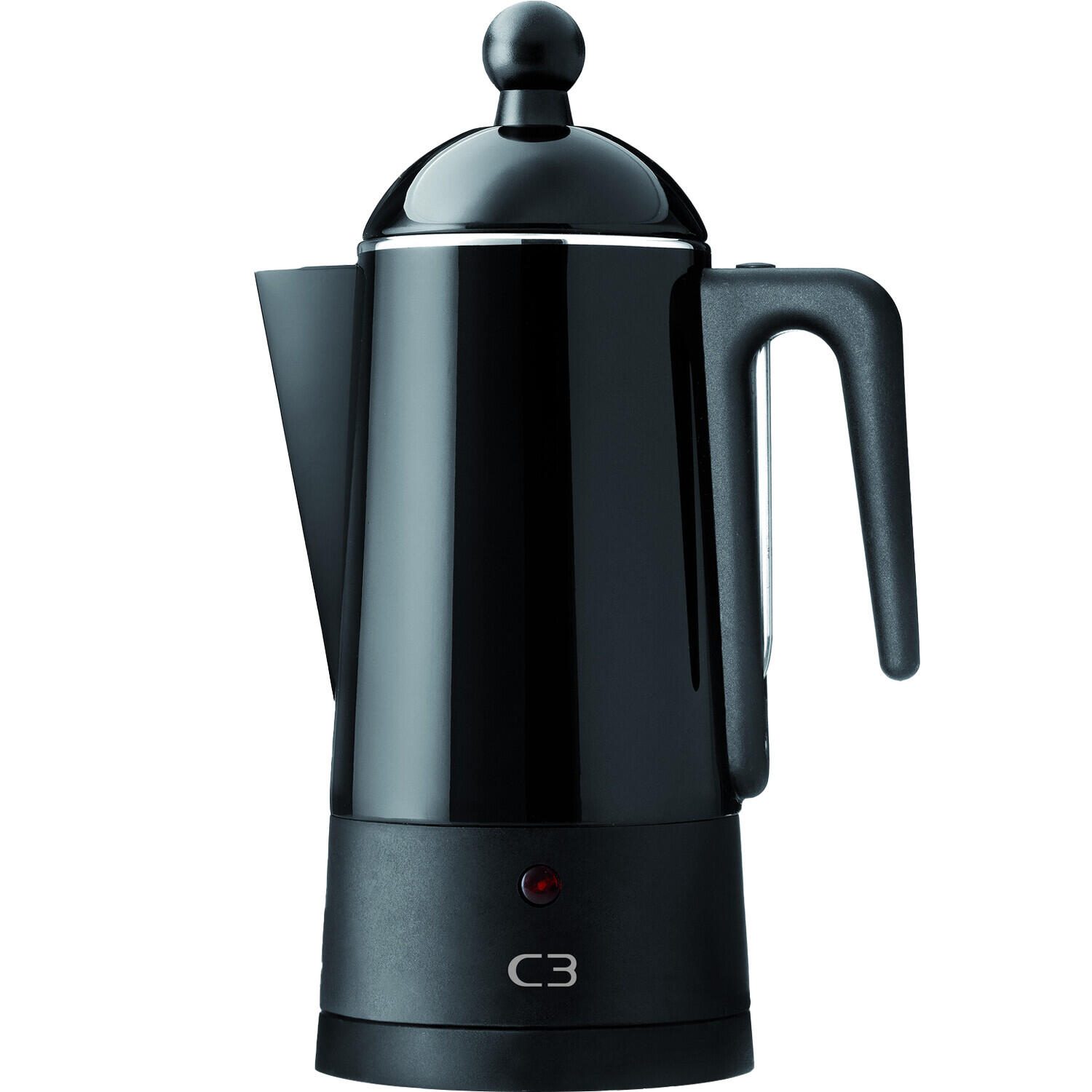 Percolateur C3 Design en acier inoxydable brossé pour 4 à 12 tasses de café - noir