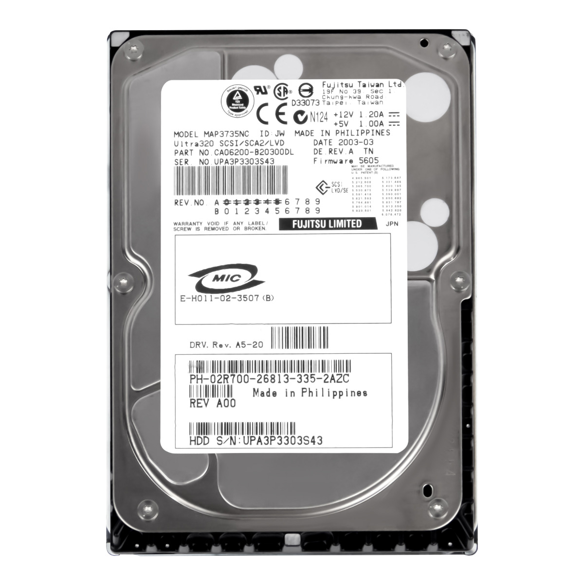 DELL 02R700 73 Go 10 000 tr/min 8 Mo SCSI U320 3,5'' MAP3735NC