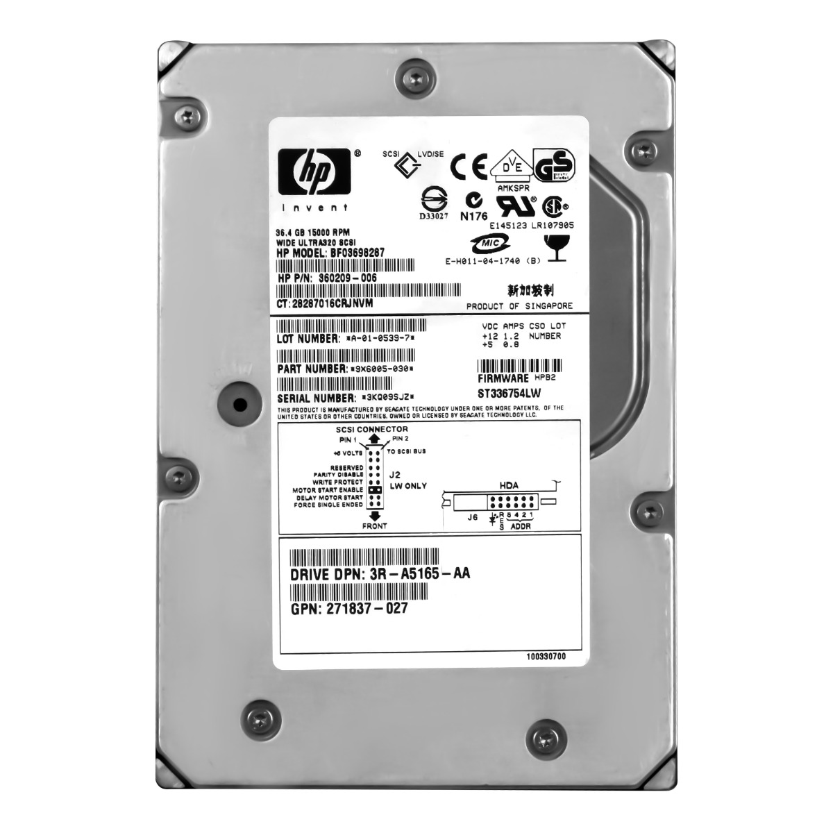 HP 360209-006 36,4 Go 15K 8 Mo SCSI U320 3,5'' BF03698287