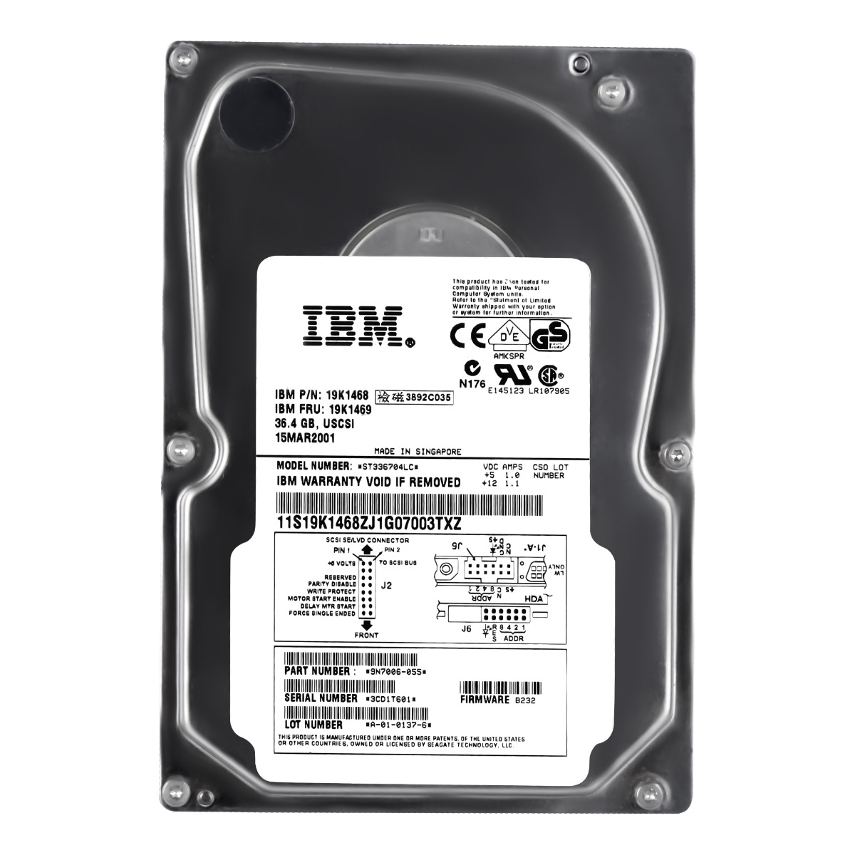IBM 19K1469 19K1468 36,4 Go 10K 4 Mo SCSI U160 3,5'' ST336704LC