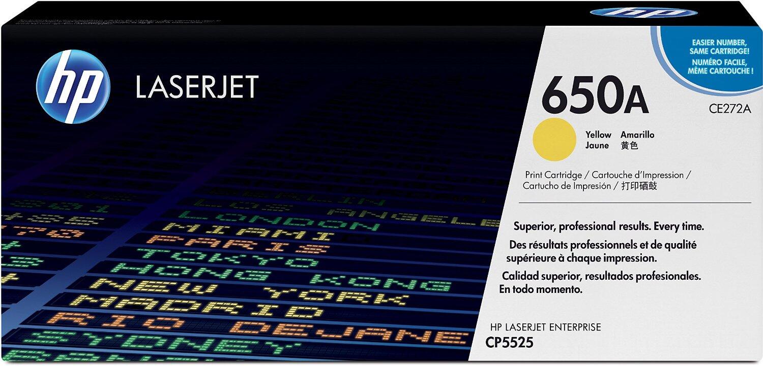 Toner jaune HP Original 650A 15 000 pages (CE272A)