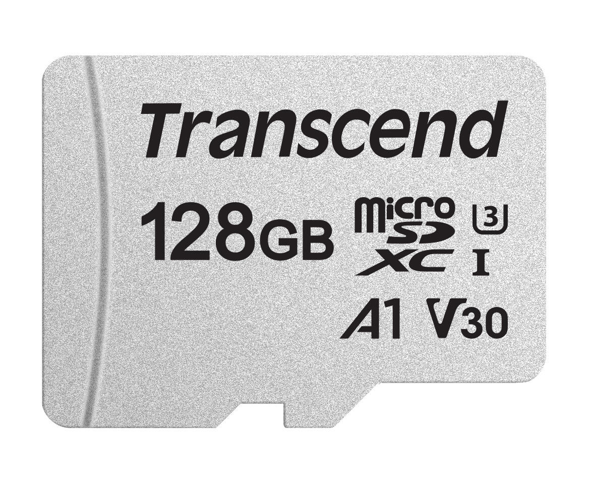 Carte mémoire Transcend 300S microSDXC 128 Go - Carte microSD, NAND, Classe 3 (U3), A1, Argent
