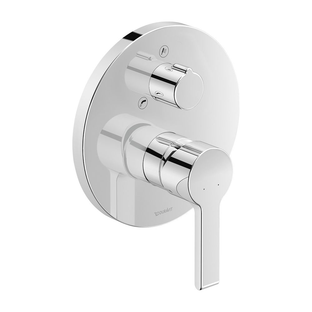 Duravit B.2 Mitigeur monocommande pour baignoire encastré, 2 consommateurs, chromé, bec de baignoire, douchette manuelle, 22,5 l/min, rosace ronde, Ø 170 mm