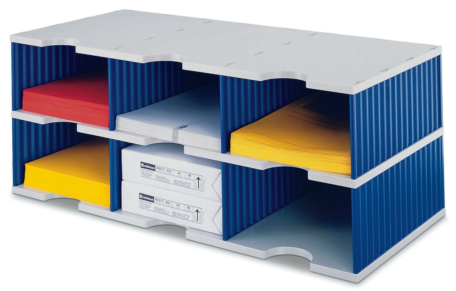 styro Styrodoc Jumbo Unité de base station de tri DIN C4 6 bacs gris/bleu