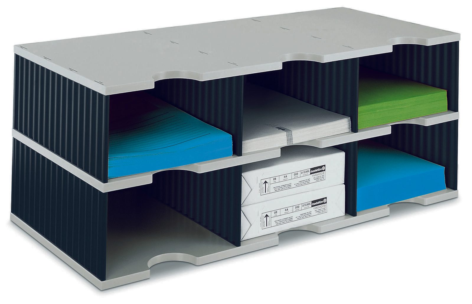 styro Styrodoc Jumbo Unité de base station de tri DIN C4 6 bacs gris/noir