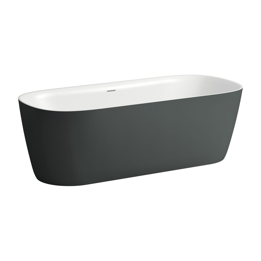Baignoire autoportante LAUFEN Meda 1800x800 mm, ovale, Gris trafic mat/Blanc brillant