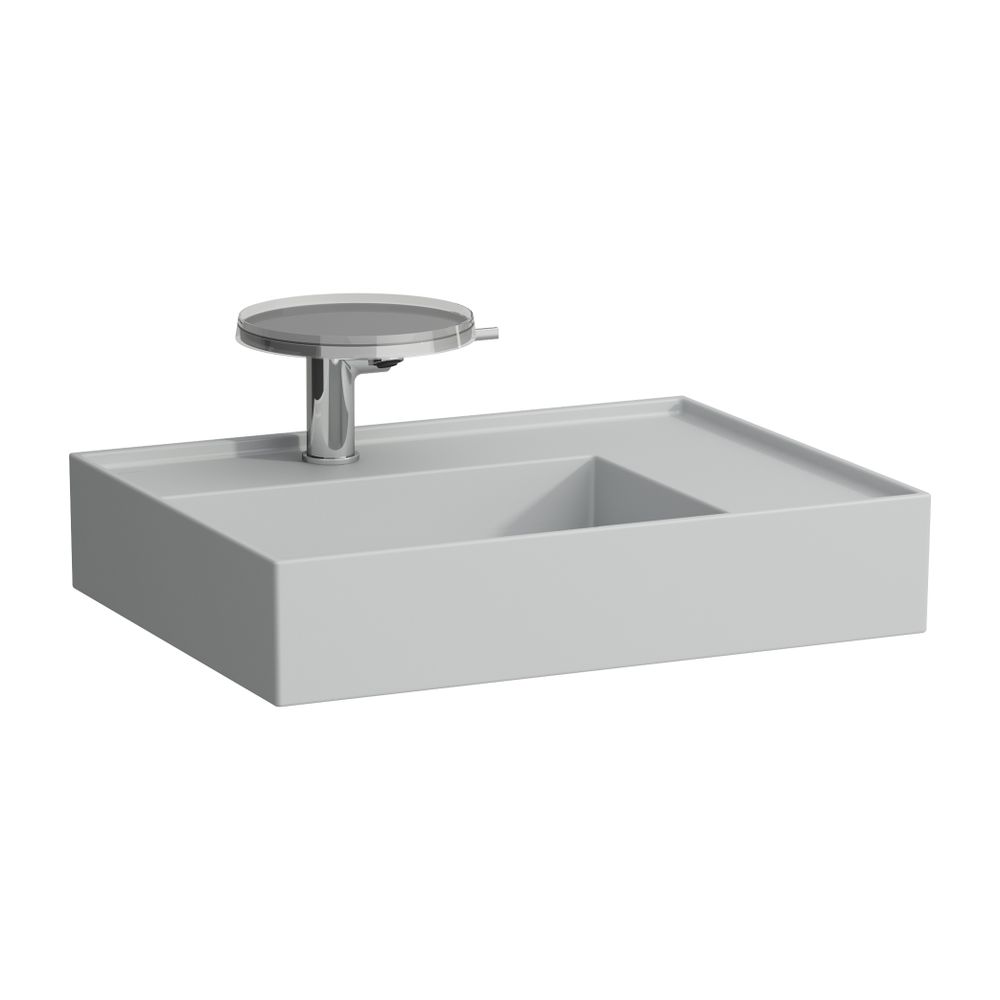 Laufen Lavabo Kartell 460x600x150mm, rangement à droite, avec 1 trou de robinet, sans trop-plein, évacuation cachée, Gris mat