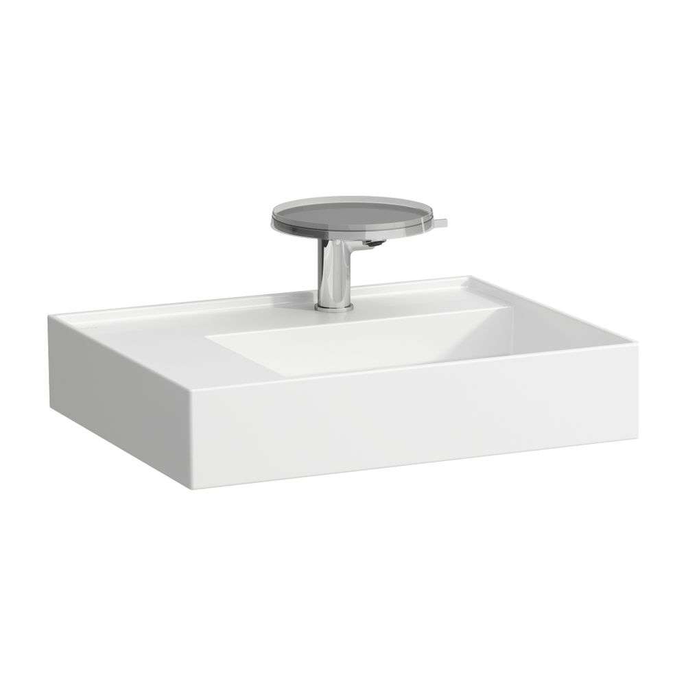 Laufen Lavabo Kartell 460x600x150 mm, rangement à gauche, avec 3 trous de robinetterie, sans trop-plein, évacuation dissimulée, blanc