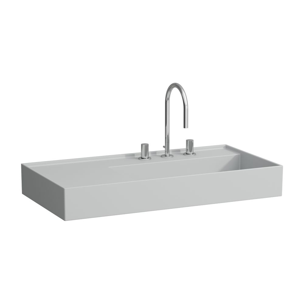 Laufen Waschtisch Kartell 460x900x150mm, rangement à gauche, avec 3 trous de robinetterie, sans trop-plein, évacuation encastrée, gris mat