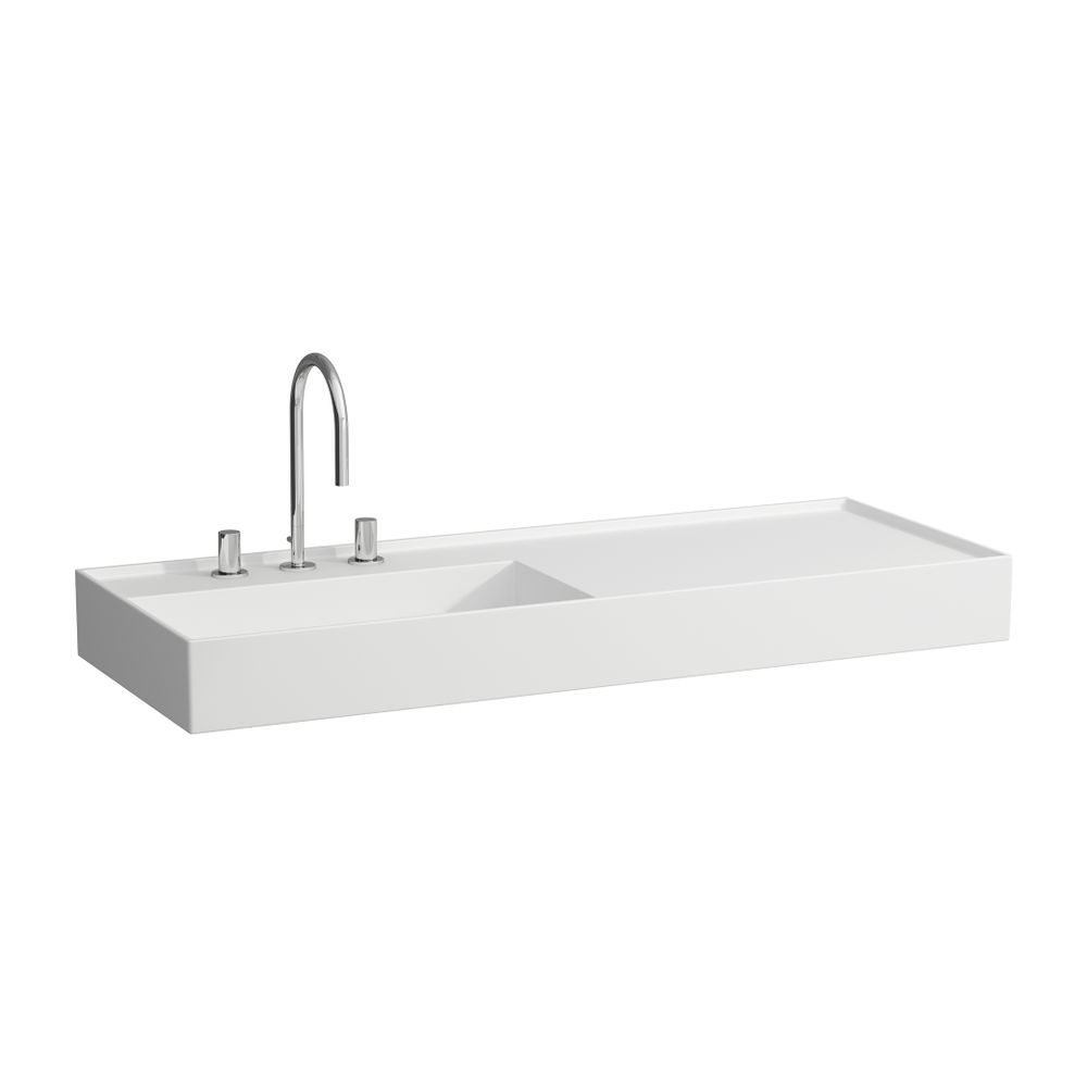 Laufen Lavabo Kartell 460x1200x150mm, rangement à droite, avec 3 trous de robinet, sans trop-plein, Blanc mat