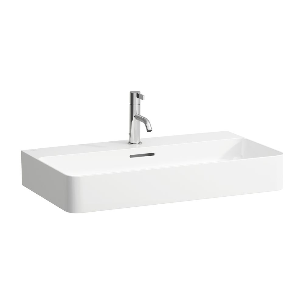 Laufen Plan vasque sur colonne Val 420x750x155 mm, avec 3 trous de robinetterie, trop-plein, blanc